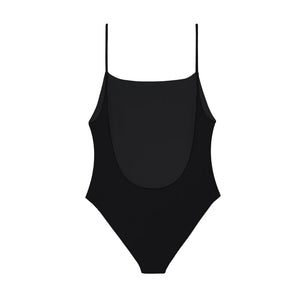 Flat image of the back of the Trophy One Piece in Black