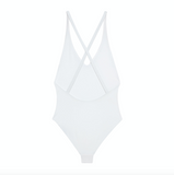 Flat image of the back of the Mila One Piece in white