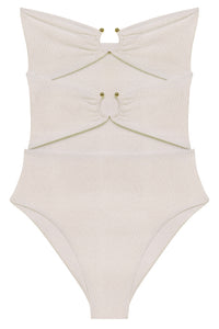 Flat image of the Ella One Piece in Sandstone Terry Sheen