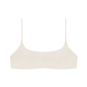 Flat image of the Muse Scoop Top in sandstone terry sheen