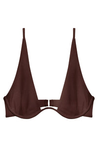 Flat image of the Paloma Top in espresso terry sheen