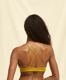 Model showing the back of the Remi Top in Citron Sheen