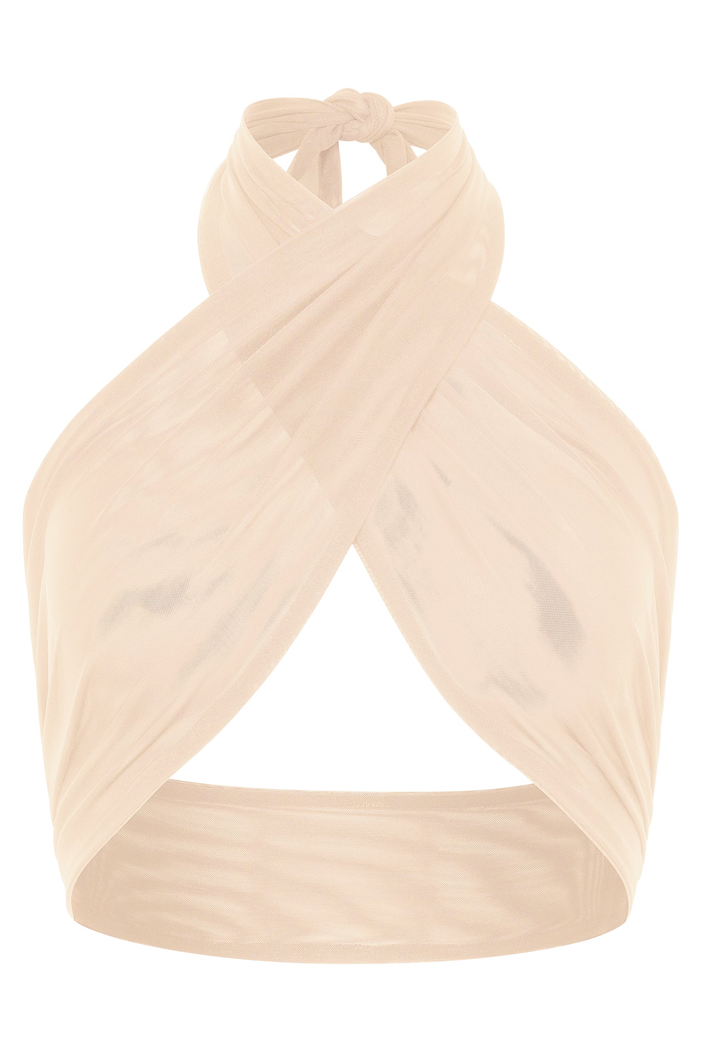 Load image into Gallery viewer, Flat image of the Anya Wrap Top in Blush Sheer