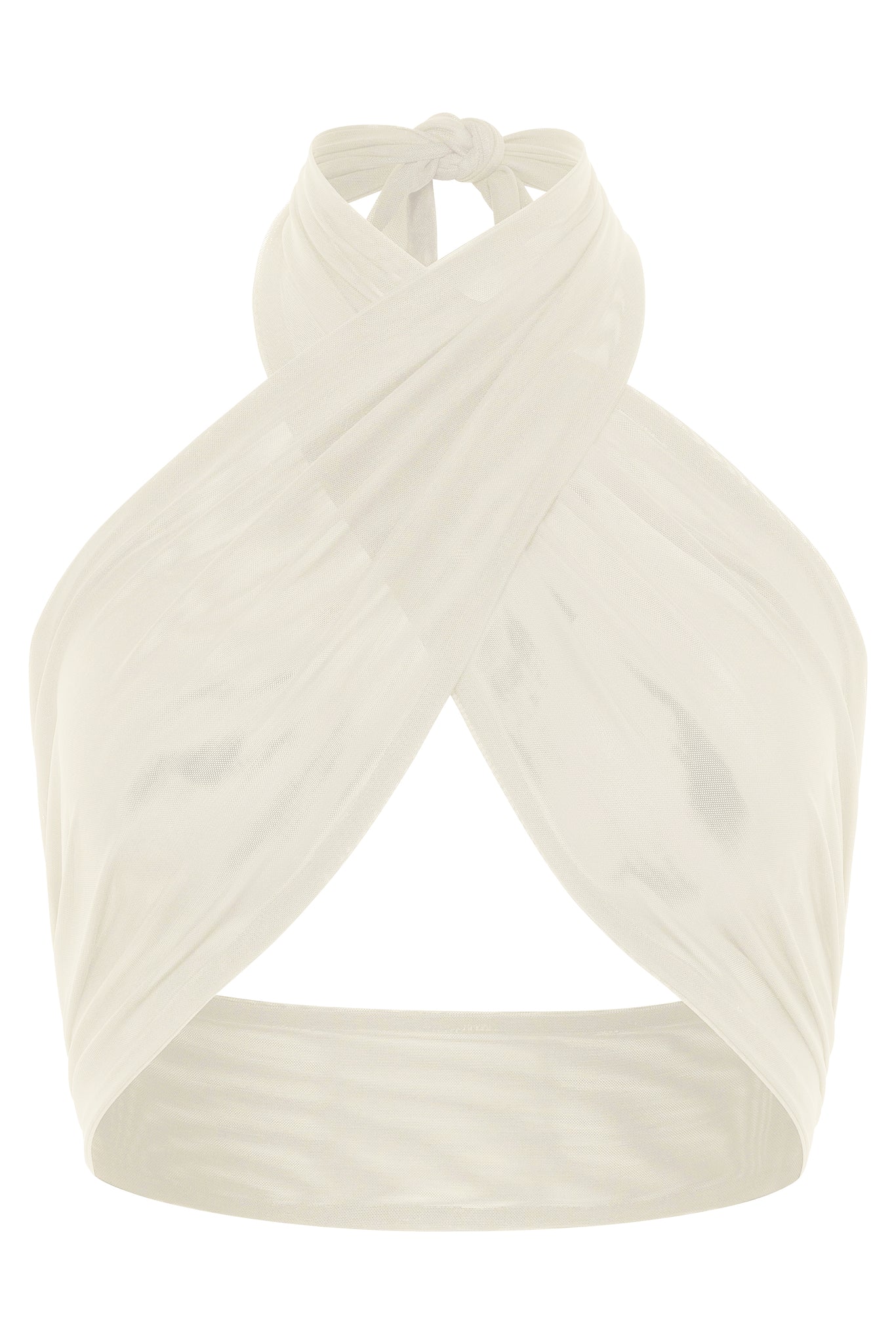 Load image into Gallery viewer, Flat image of the Anya Wrap Top in Ivory Sheer