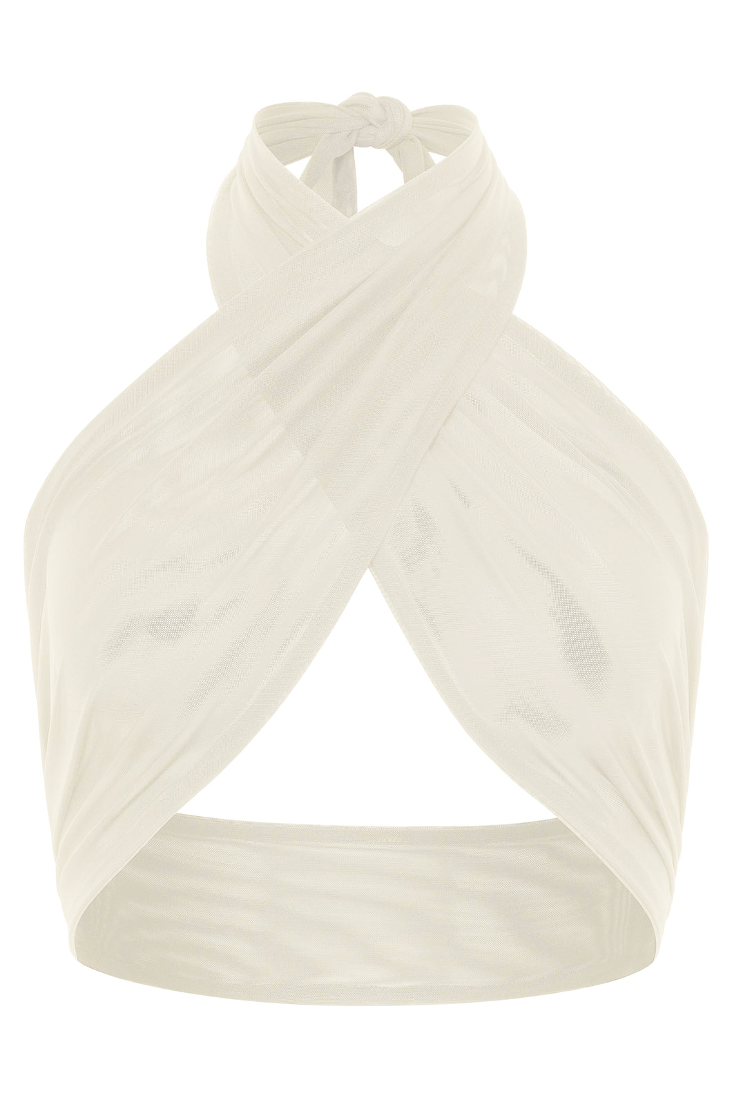 Flat image of the Anya Wrap Top in Ivory Sheer