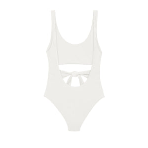 Flat image of the back of the Bond One Piece in White