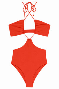 Flat image of the Layla One Piece in amber sheen