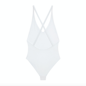 Flat image of the back of the Mila One Piece in white