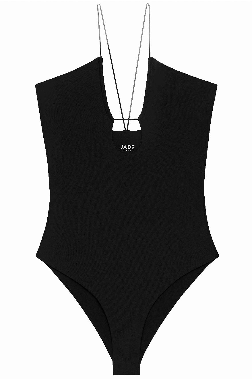 Load image into Gallery viewer, Flat image of the Micro Naomi One Piece in Black