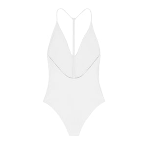 Flat of the back of the All In One Piece in white